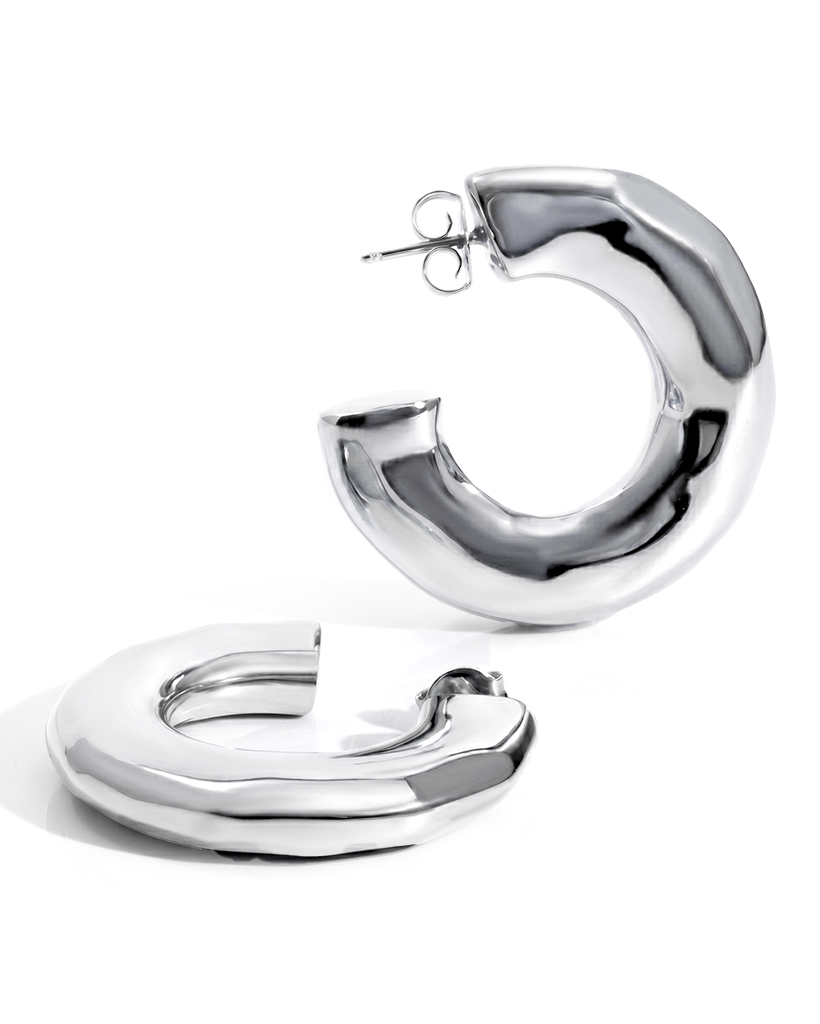 Emma Hammered Open Hoop Earrings Gold