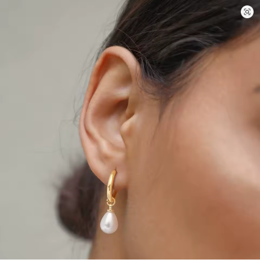 Luna Teardrop Pearl Huggie Earrings - 14k Gold Plated | Hypoallergenic