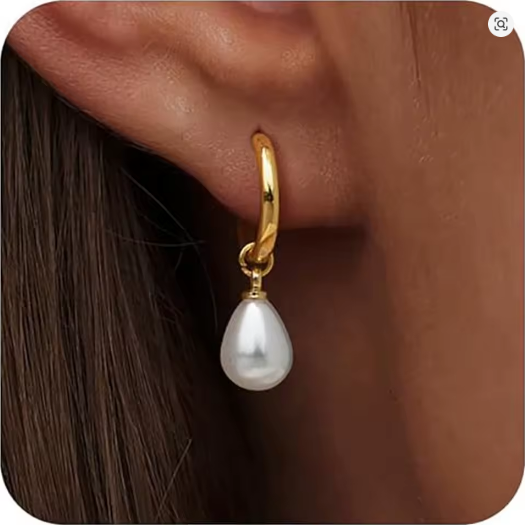 Luna Teardrop Pearl Huggie Earrings - 14k Gold Plated | Hypoallergenic